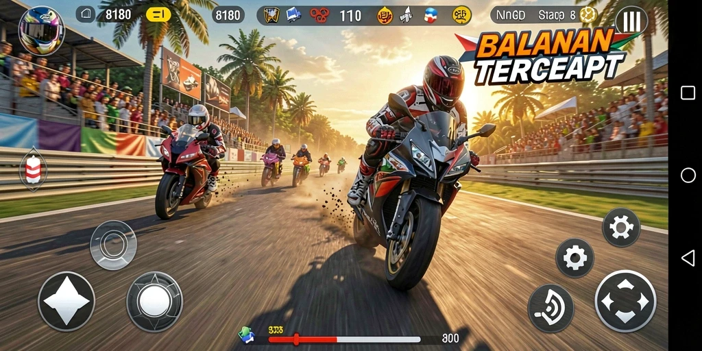 Tampilan menarik dari gameplay balapan motor 8180.