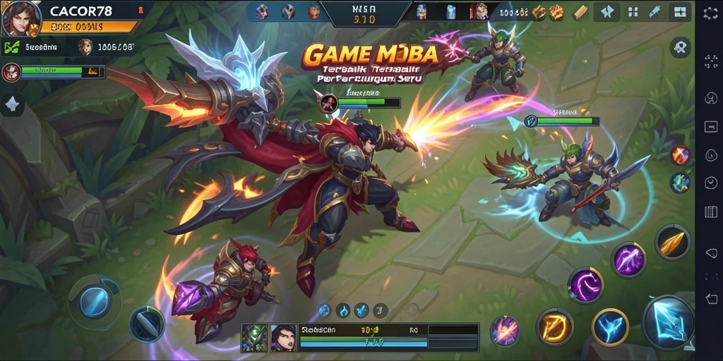 Tampilan gameplay seru CACOR78 dalam aksi pertarungan MOBA.
