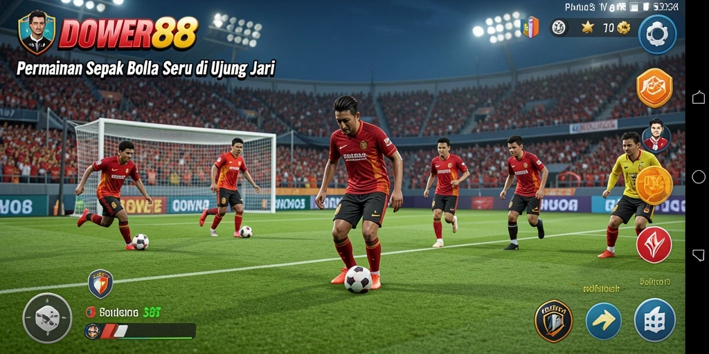 Tampilan gameplay DOWER88 yang menegangkan dan penuh aksi sepak bola.