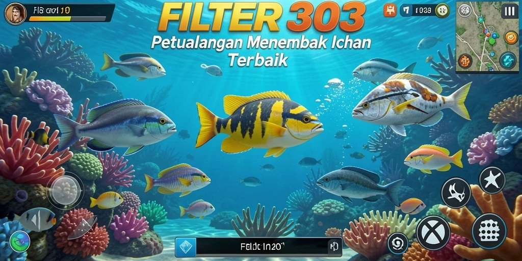 Tangkapan layar gameplay menampilkan serunya menembak ikan di FILTER303.