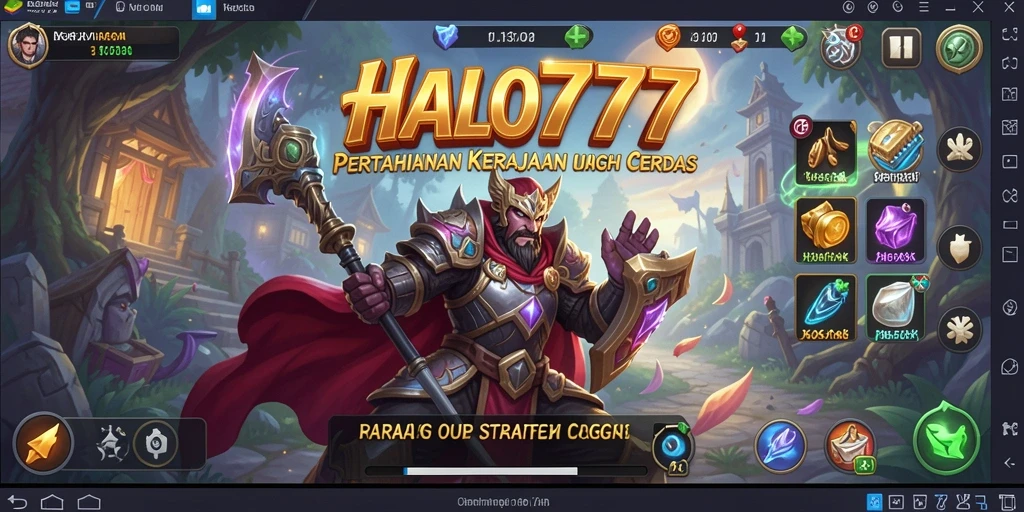 Tampilan gameplay HALO777 dengan berbagai tower dan musuh yang menyerang.
