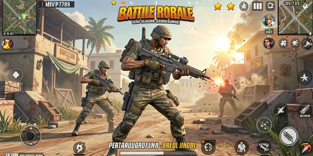Tampilan gameplay seru dalam MVP789 dengan aksi Battle Royale yang mendebarkan.