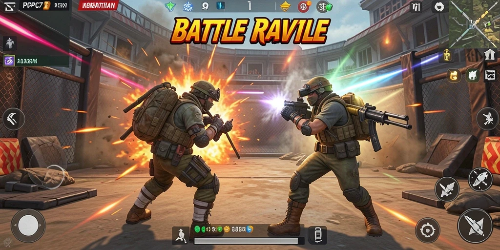 Tampilan gameplay PCPC7 menegangkan dalam pertempuran Battle Royale.