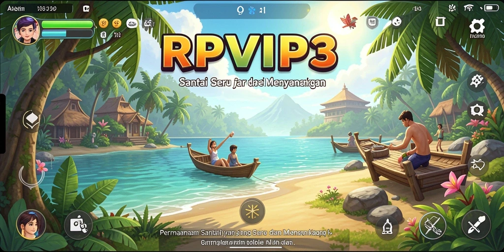 Screenshot RPVIP3 menampilkan gameplay santai dan menyenangkan dengan grafis cerah.