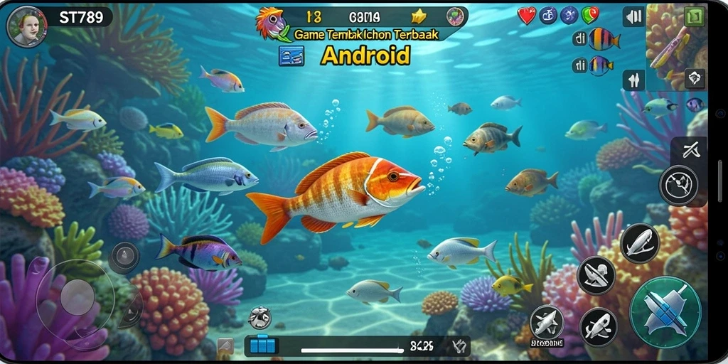 Gameplay ST789 menembak ikan yang mengasyikkan dan penuh warna.