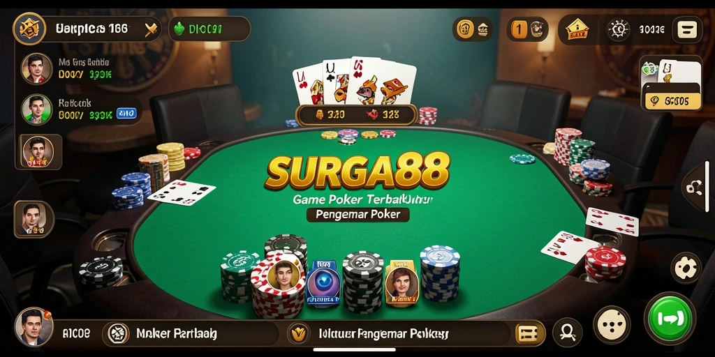Tampilan menarik dari gameplay Poker yang mendebarkan.