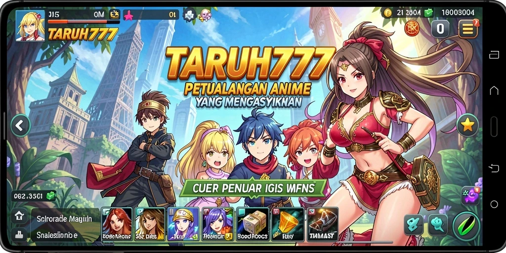 Tampilan gameplay TARUH777 yang menarik dengan karakter anime.